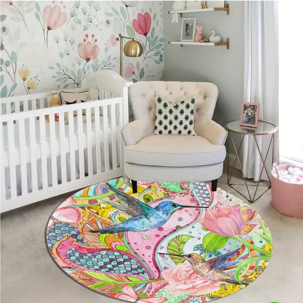 Beautiful Hummingbird 31.5” Round Rug, Small